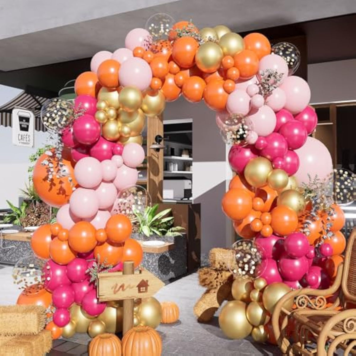 Pink and Orange Balloon Arch Kit: 154 Piece Party Decor