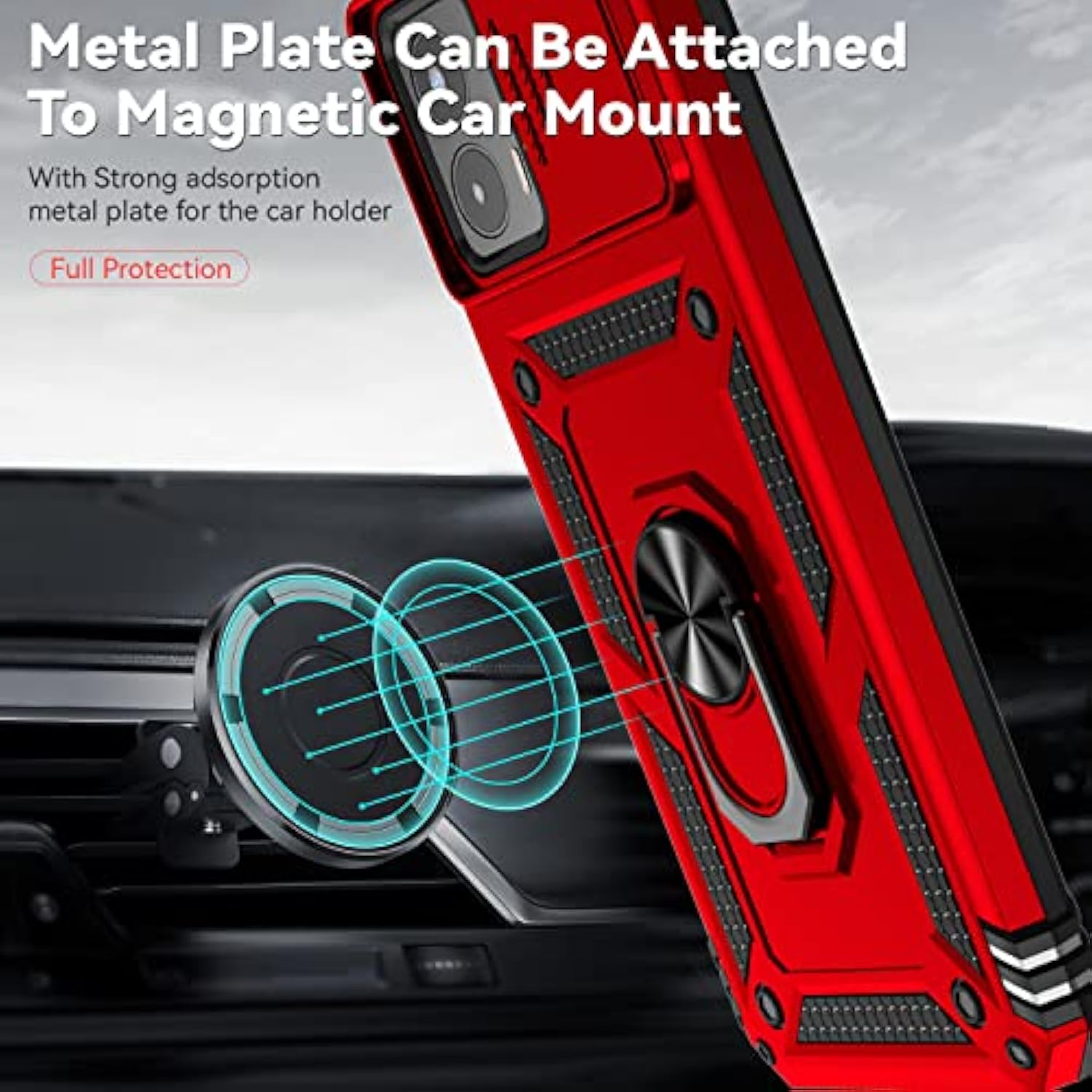 Phone Case For Motorola Moto G 5G 2023 Case With Hd Screen Protector & Slide Camera Cover & Kickstand, [Military-Grade] Phone Case For Moto G 5G 2023 (Red)