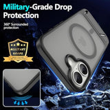 For Iphone 16 Case: [Fit For Magsafe] Strong Magnetic & Invisible Stand, Military-Grade Drop Protection With Screen Protector, Adjustable Kickstand Slim Frosted Translucent Matte Phone Case, Black