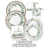 Eucalyptus Greens I Do Bridal Shower Plates And Napkins Wedding Set (64 Pieces)