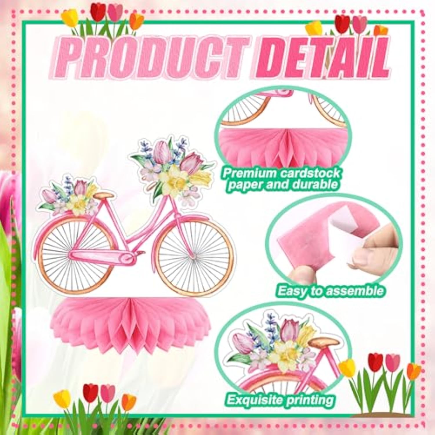 12 Pcs Spring Party Decorations Hello Spring Theme Party Decorations Flower Tulip Honeycomb Table Centerpieces For Home Office Birthday Honeycomb Supplies Decor