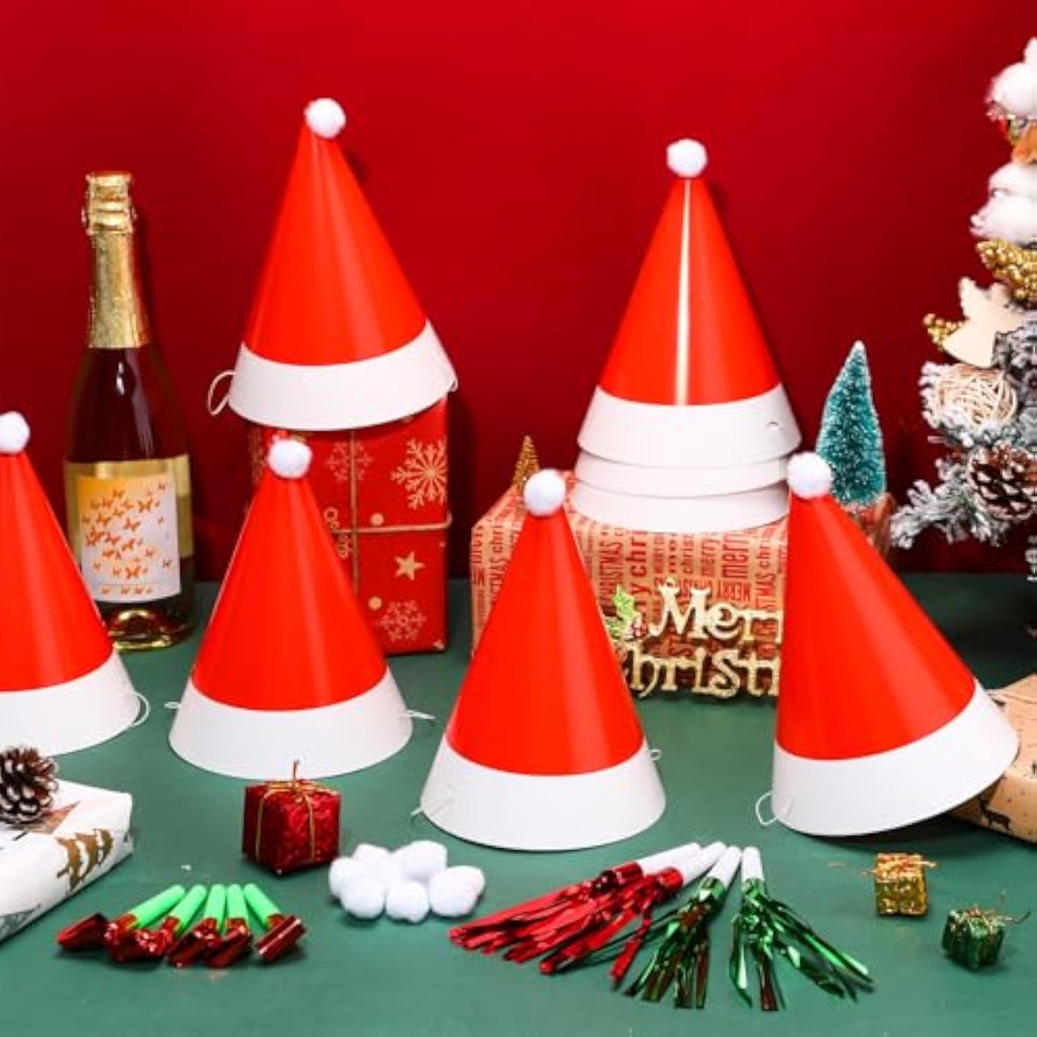 50 Pc Christmas Party Supplies Cone Hats Noise Makers Holiday Decoration