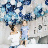 Blue Balloons Set Of 65 Pcs 12 Inch Navy, Baby, Metallic Blue, Pearl Blue Party Balloon With Adhesive Tape, Blue Ribbon For Birthday Decor, Baby Shower, Gender Reveal,Graduation Party Decoration