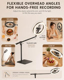 Ring Light with Stand for Desk,Adjustable Overhead Phone Mount with 10" Selfie Light Phone Tripod with Ring Light and Remote, Phone Stand with Light