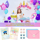 24 Set Unicorn Party Invitation With Envelope And Sticker Rainbow Party Supplies For Girls Boys Fill In The Blank Invites For Kids Birthday Baby Shower Decoration(Girls Unicorn, Boys Unicorn)