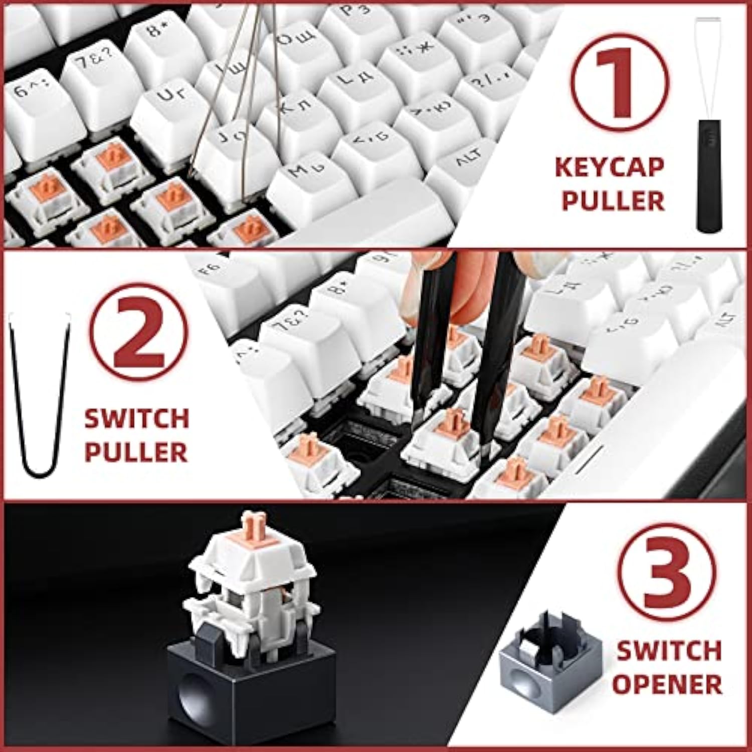 Runjrx Keyboard Lube Kit With Switch Opener,Tweezers,Keycap Puller,Switch Pull
