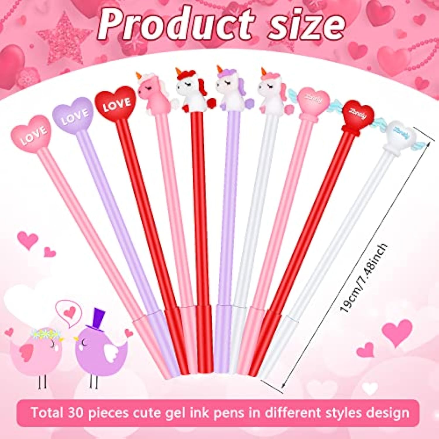 30 Pieces Heart Shape Pens Unicorn Ballpoint Valentine'S Day Pens Heart-Shaped Ballpoint With Wings Novelty Rollerball For Student Stationery Office Valentine'S Day Party Supplies