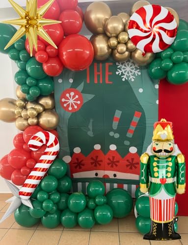 Christmas Balloon Garland Arch Kit, Red Green Gold Christma Balloon