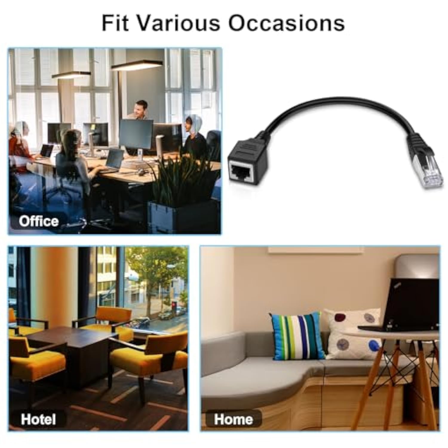 Ethernet Extension Cable 2Pack Ethernet Lan Male To Female Network Cable 10Gbp