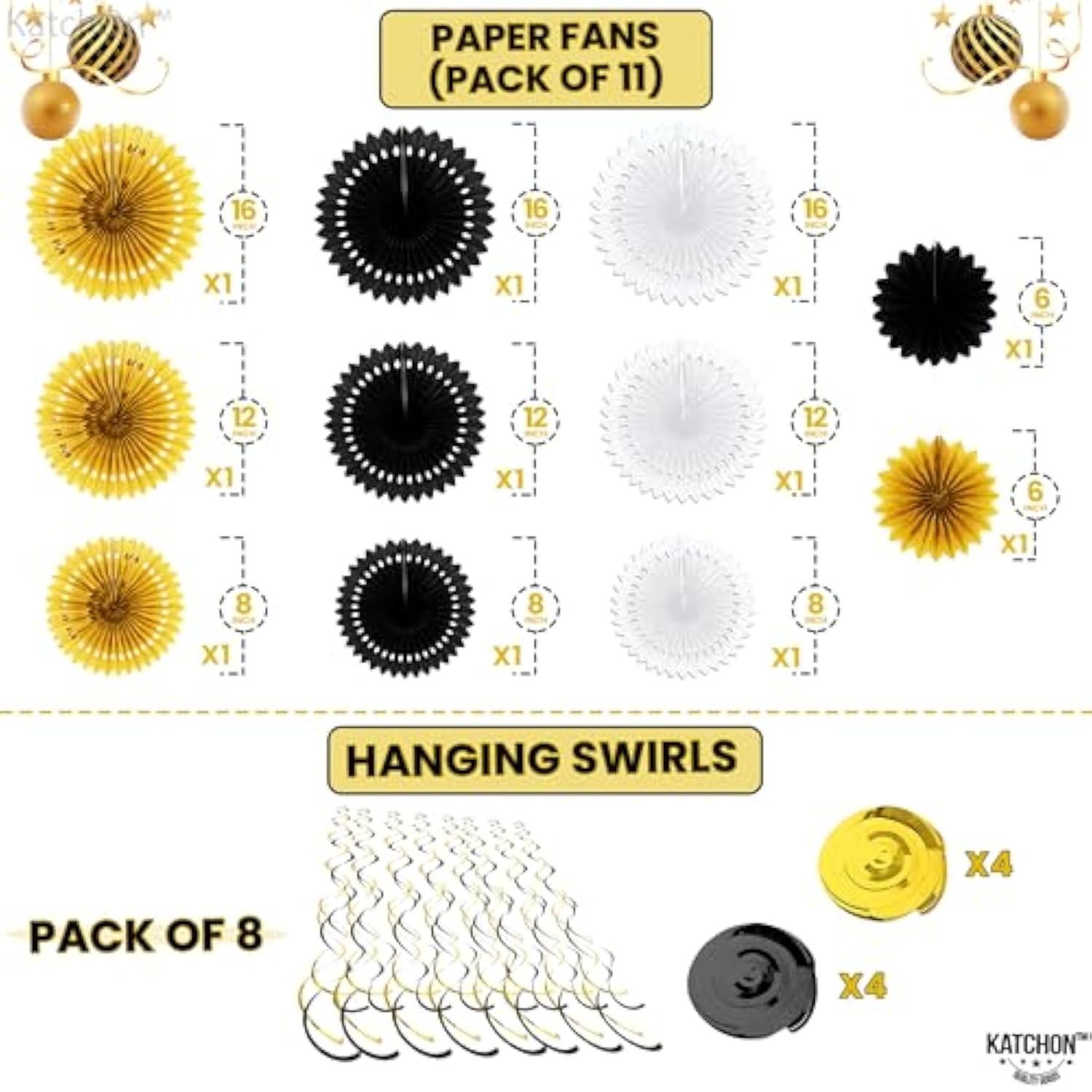 35 Pc 2026 Happy New Year Party Set with 10 Ft Banner Fans Swirls and Tassels