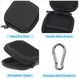 Earbud Case, Earphone Case Headphone Eva Earbud Holder With Stainless Steel Carabiner Cell Phone Accessories Organizer Mini Earbud Pouch For Wireless Earbuds, Bluetooth Headset, Sd Memory Card