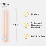 36W 2G11 Blacklight CFL Replacement Bulb T4 UV Insect Control Lamp 17 Inch 1 Pack