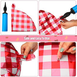 50 Pieces 18 Inches Checkerboard Balloons Aluminum Foil Balloons Party Decorations For Summer Picnic Bbq Party Decor Birthday Holiday Racing Themed Supplies(Red, White)