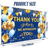 We Appreciate You Banner - Thank You for All You Do Backdrop (Blue Gold, 72x44 inches) - Appreciation Party Decorations for Teacher, Employee, Staff, Doctor, Nurse, Volunteer, Pastor - Reusable Retirement, Graduation, CNA Week, Ceremony Decor