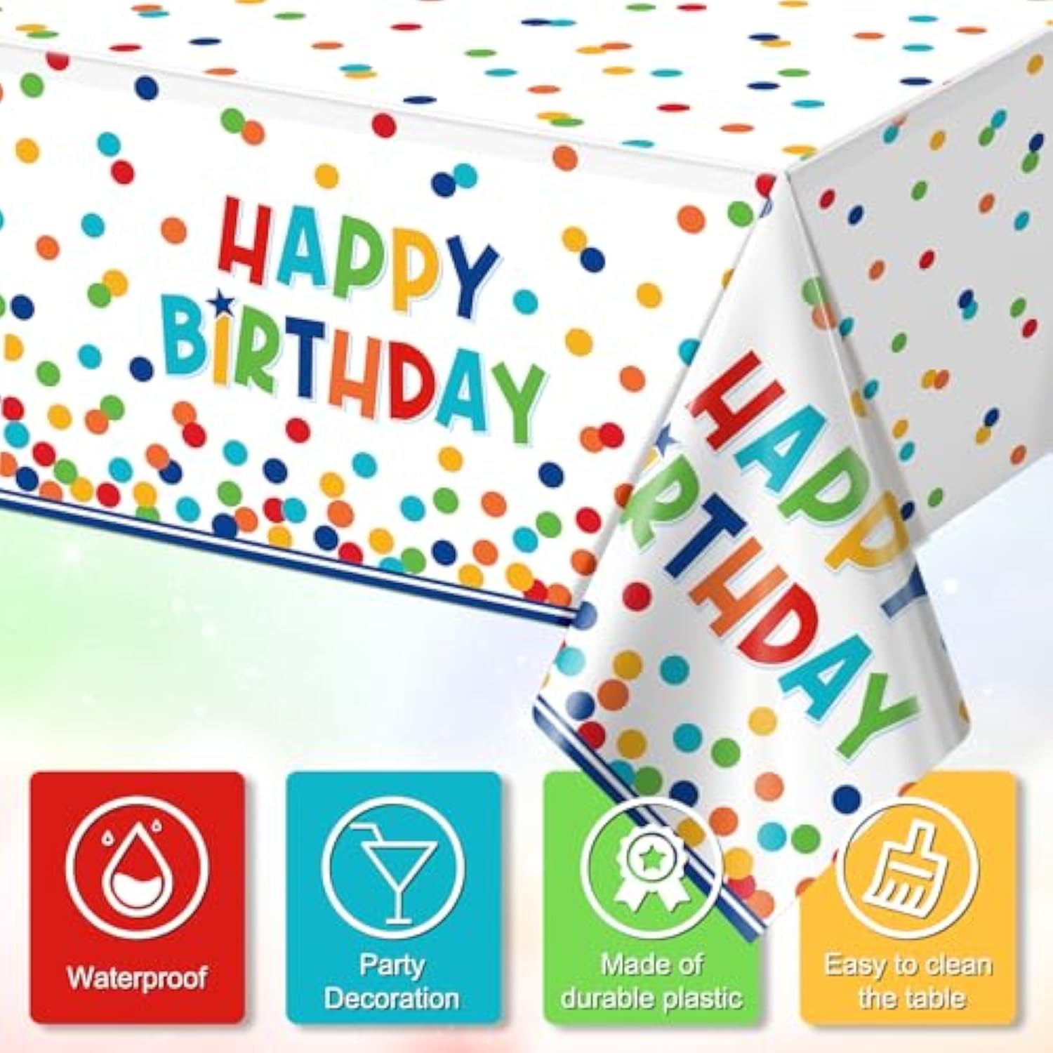 3-Pack Colorful Polka Dot Birthday Tablecloths – 54x108" Waterproof Plastic Covers for Parties