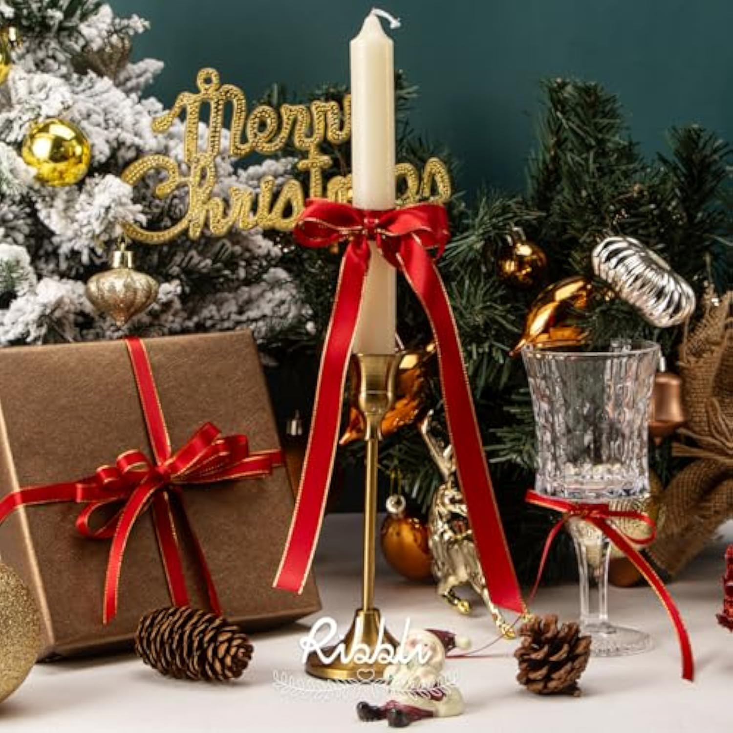 Red Satin Ribbon With Gold Edge,Double Faced Satin 3/8 Inch X Continuo