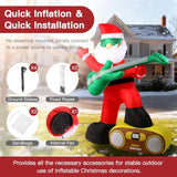 6Ft Christmas Inflatables Decorations Outdoor?Blow Up Santa Claus With A Guitar With Built-In Leds Lights For Indoor Hol