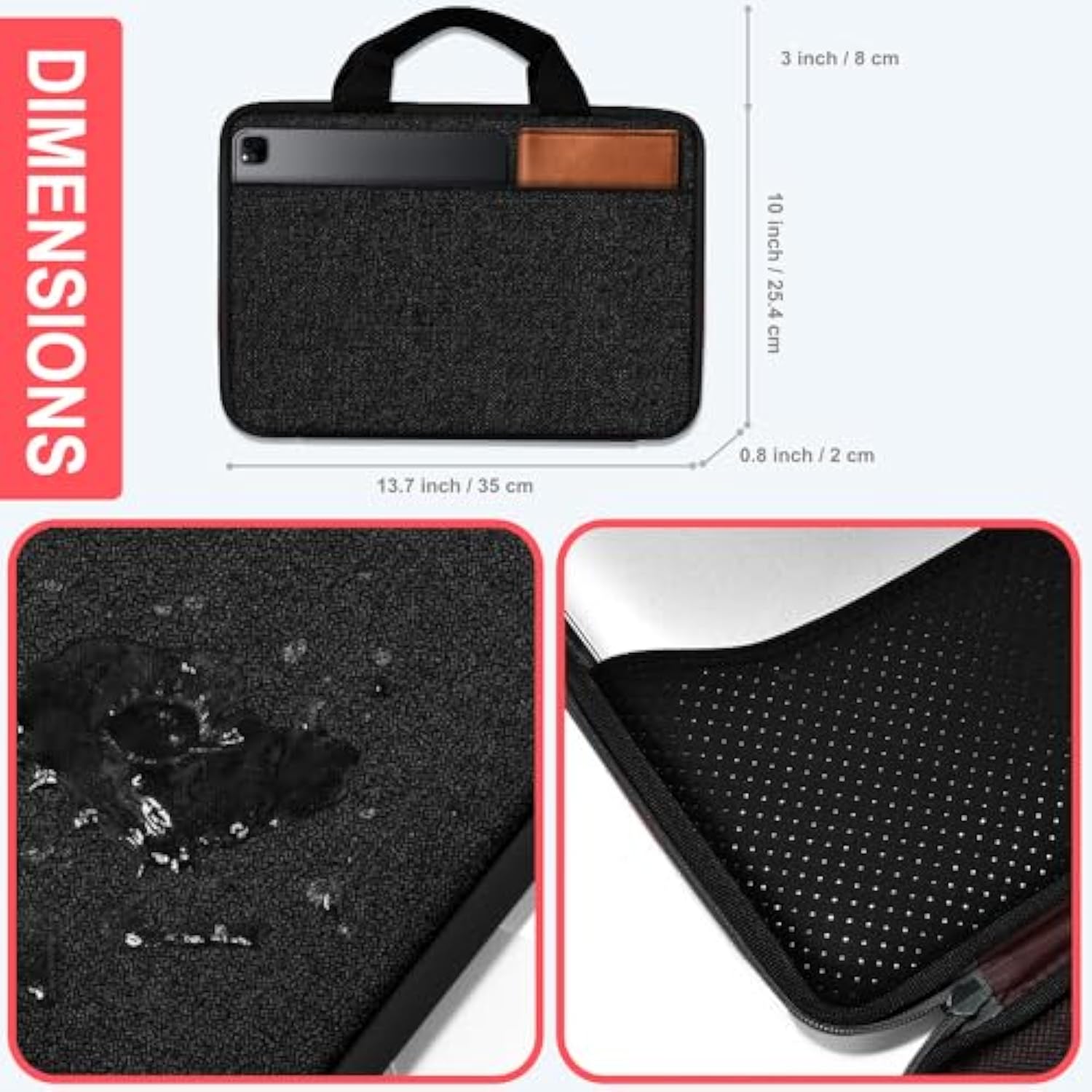 Laptop Case 13.3-14 Inch Briefcase Handbag, Water-Resistant And Shockproof Computer Sleeve Compatible With Macbook Pro 14", Mac Air/Pro 13.3" And 13"-14" Notebooks Chromebooks,Black