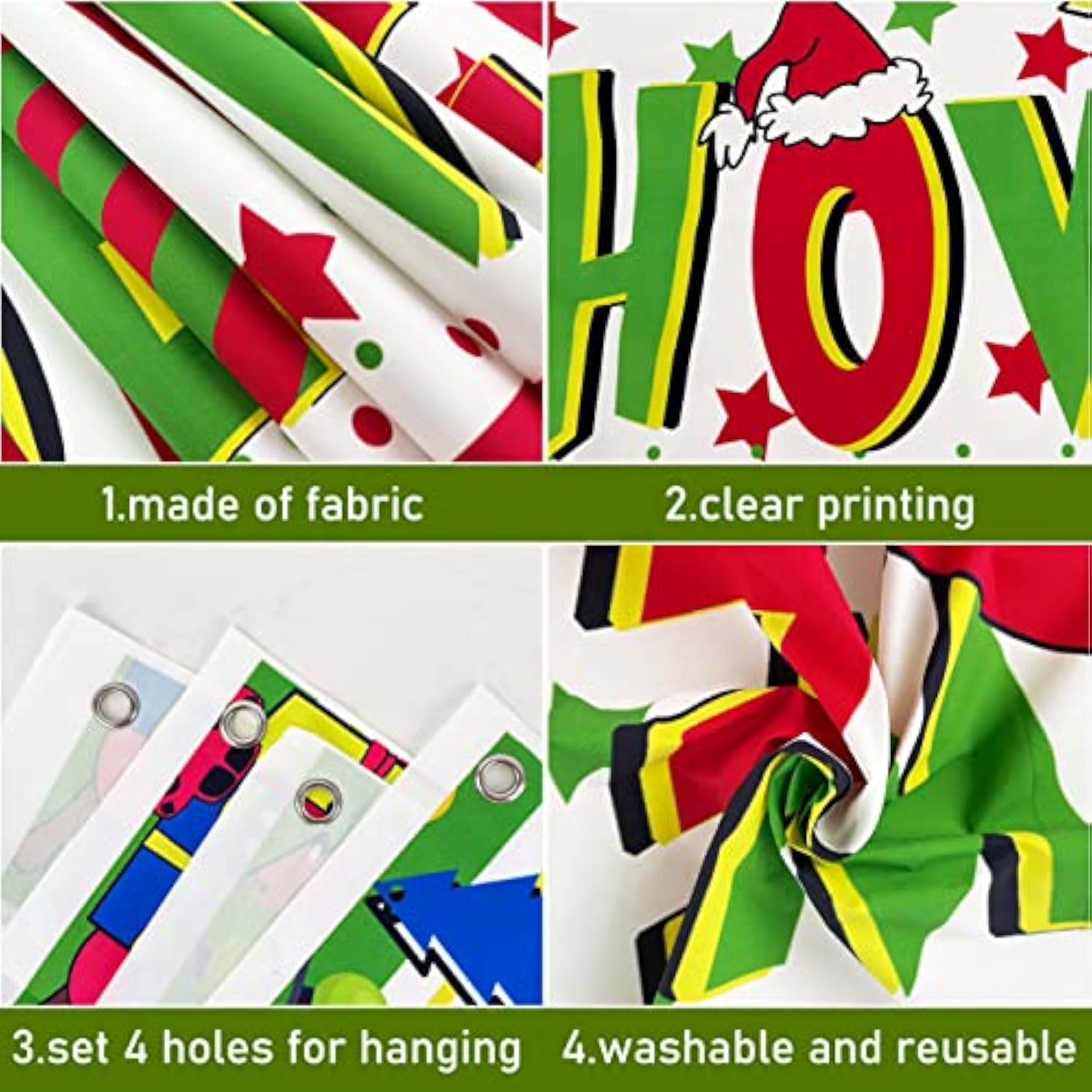 Large Christmas Decorations Banner Merry Christmas Yard Sign Hanging Banner Outdoor Christmas Decorations Backdrop Home Decor Indoor Xmas Eve Vacation Holiday Party Supplies