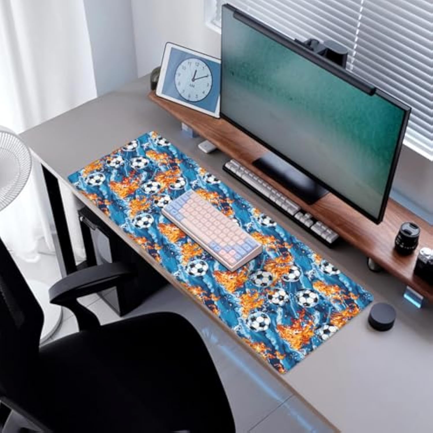 Soccer Gaming Mouse Pad, Desk Mat, Non-Slip Rubber Base Cool Aesthetic Mousepads For Computer Laptop Keyboard Office School Home Desktop Decor 31.5" X 11.8"