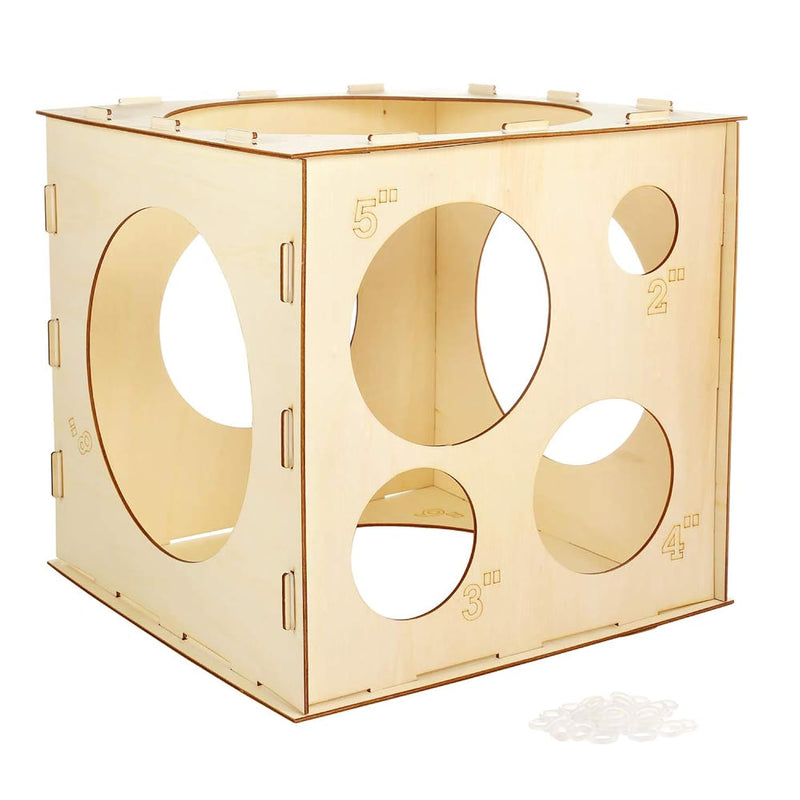 2-10 Inch Collapsible Wood Balloon Sizer Box Cube, Balloon Size Measur