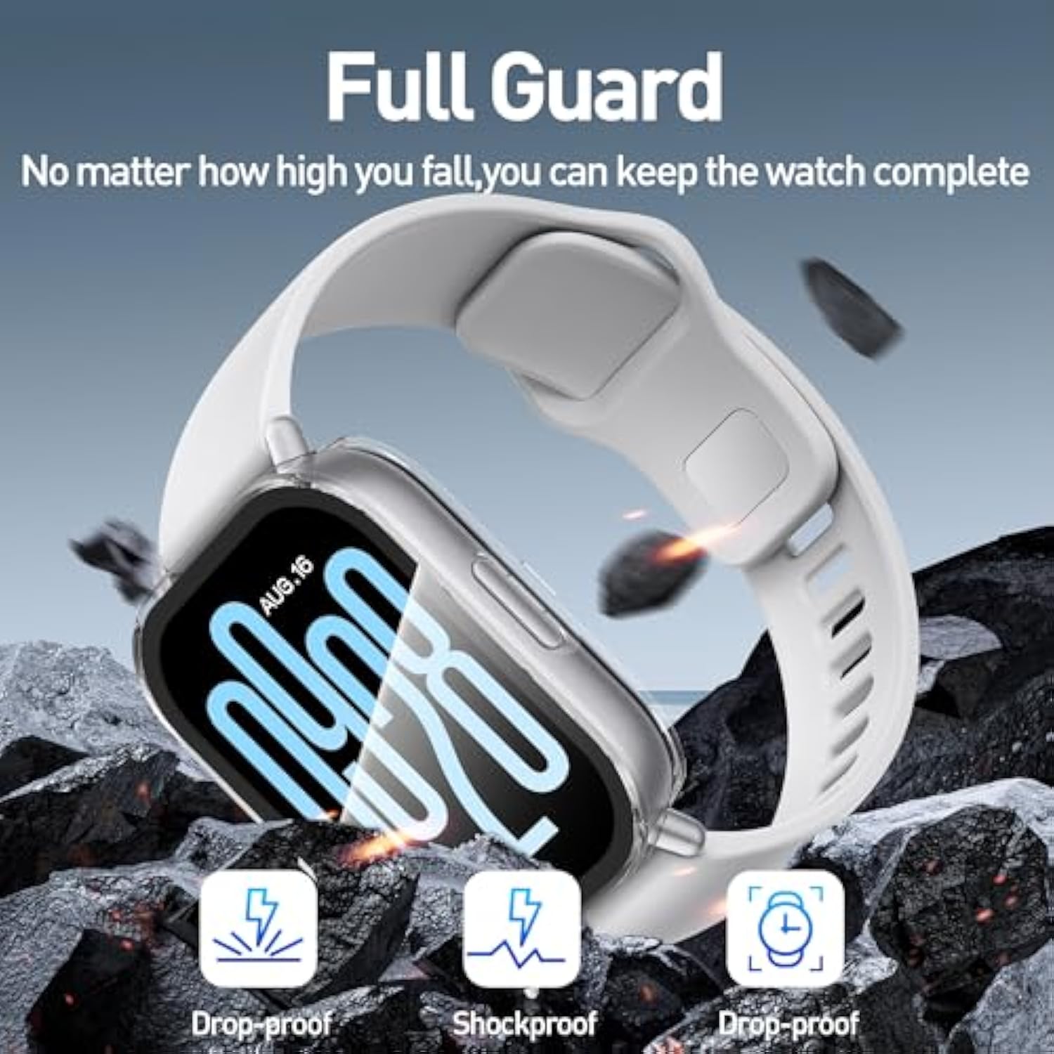 3-Pack For Redmi Watch 5 Active Case, [Anti-Scratch] Tempered Glass Screen Protector, All-Round Hard Pc Protective Cover Bumper -Black+Clear+Blue
