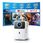 [Builtin Battery & Apps] Mini Projector With Wifi And Bluetooth, Battery Powered Projector 1080P, Smart Portable Projector, Auto Focus Keystone, Outdoor Movie Projector For Phone/Tv Stick