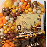 152 Pcs Fall Sunflower Balloon Arch Brown Yellow White Garland Thanksgiving Party Decor