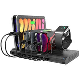 Fast Charging Station with Quick Charge 3.0, Multi USB Charger Station for Multiple Devices, iPhone, iPad, Tablet, Kindle-Black(UL Certified)
