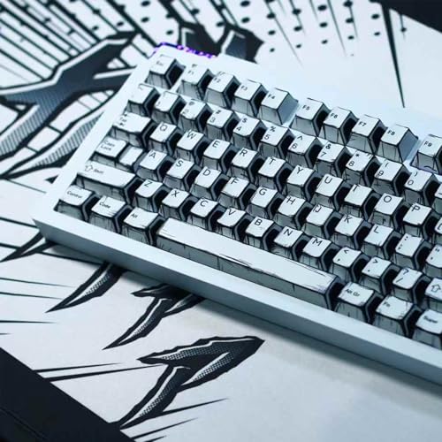 Retro Manga Pbt Keycaps, Black White Japanese Anime Keycap, 141 Keys Custom Cherry Profile Key Caps Set, Dye Sub Gaming Keycap For 60% 65% 75% 95% Mechanical Keyboard Cherry Mx Gateron Switches