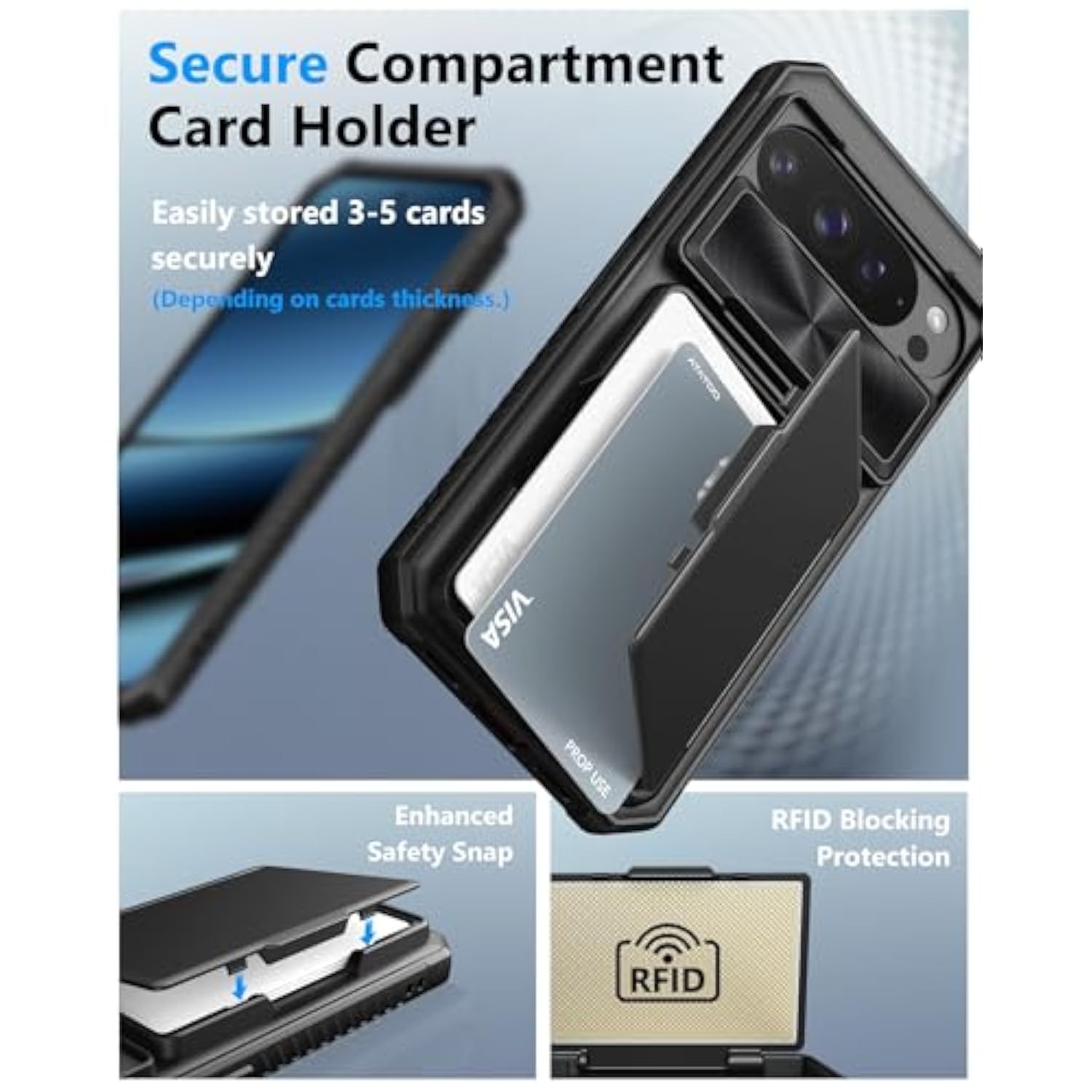 For Google Pixel 10 Pro Xl Case Wallet, Built-In Card Holder (3-5 Cards) [Rfid Blocking] & Slide Camera Cover, Military Grade Protection, Rugged Phone Case For Pixel 10 Pro Xl 6.8" 2025, Black