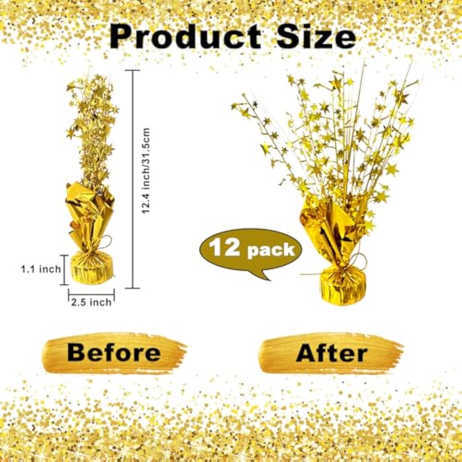 12pcs Gold Metallic Star Table Decor Party Centerpiece Birthday Holiday