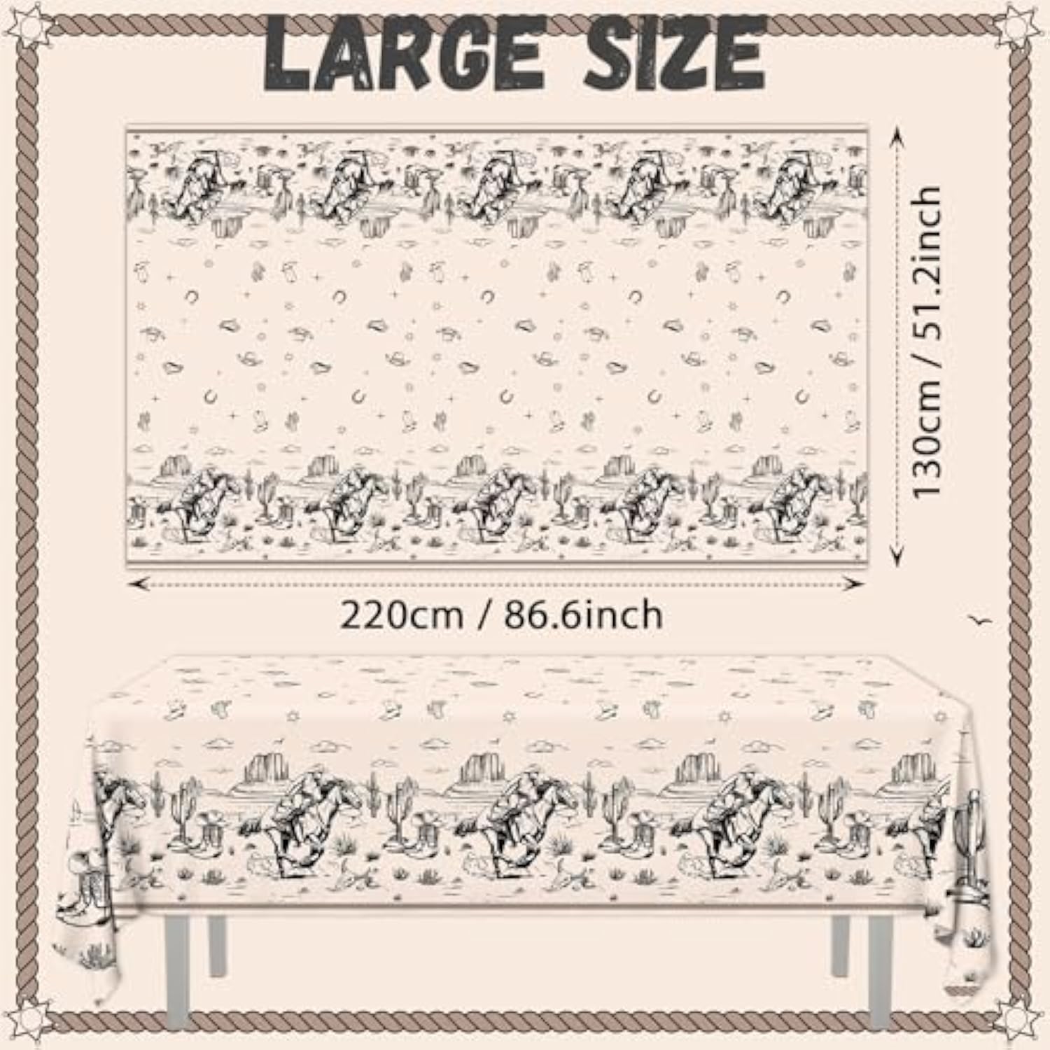 Western Party Decorations Cowboy Tablecloths Disposable Wild West Cowboy Birthday Table Cover For Kids Rodeo Bachelorette Baby Shower Party Supplies