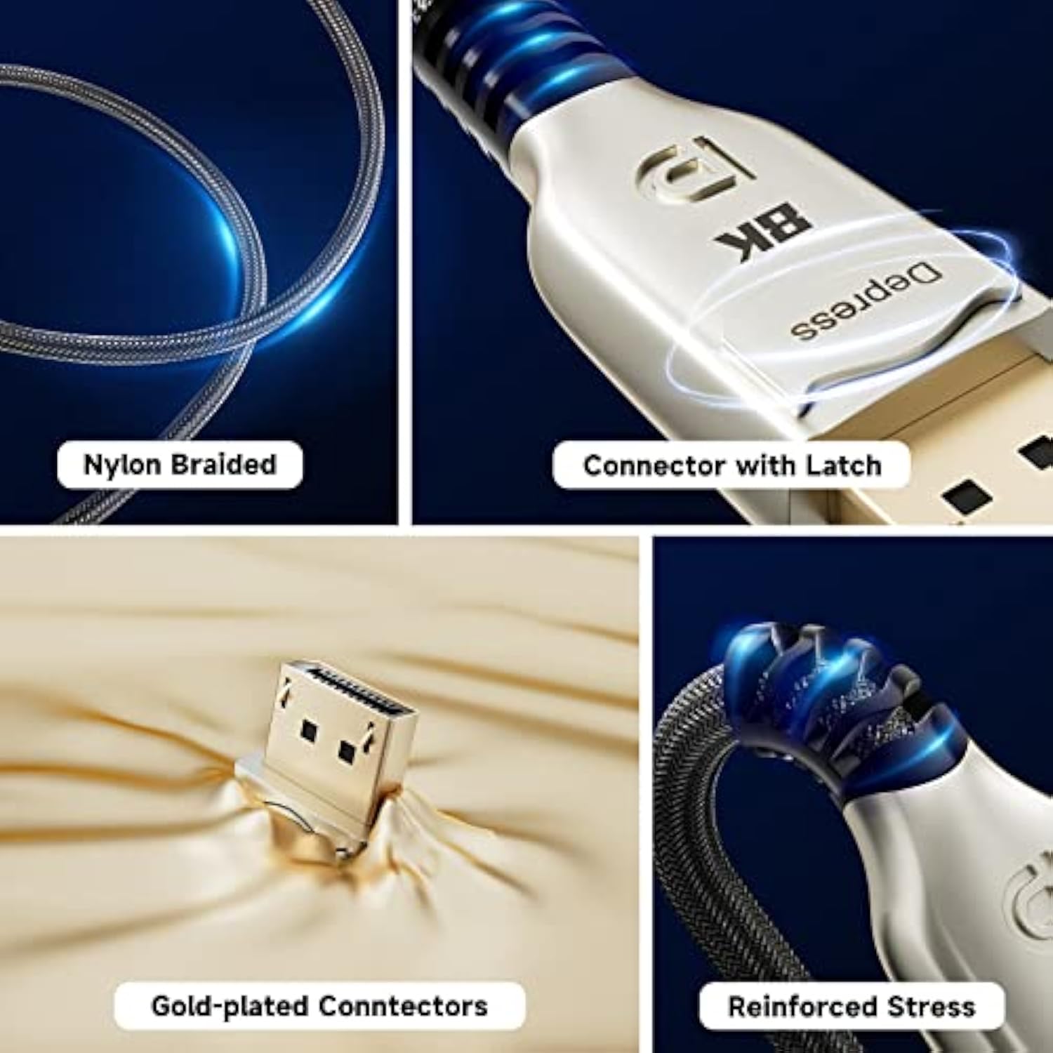 Displayport 1.4 Cable 10Ft, 32.4 Gbps Displayport Cable 1.4 Support [8K@60Hz,