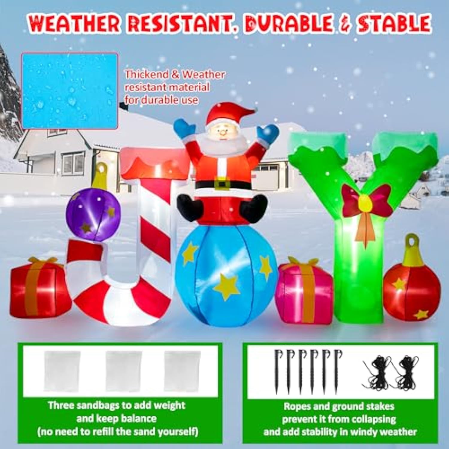 8Ft Joy Christmas Inflatables Outdoor Decoration - Inflatable Christmas Yard Decorations With Built-In Led Light, Christ