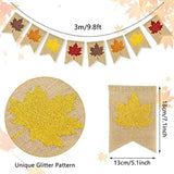 Fall Burlap Banner Glitter Maple Leaf Banner Pre-Assembled Rustic Bunting Garland Hanging Decorations For Autumn Thanksgiving Day Party Decoration Home Baby Shower Birthday Supplies