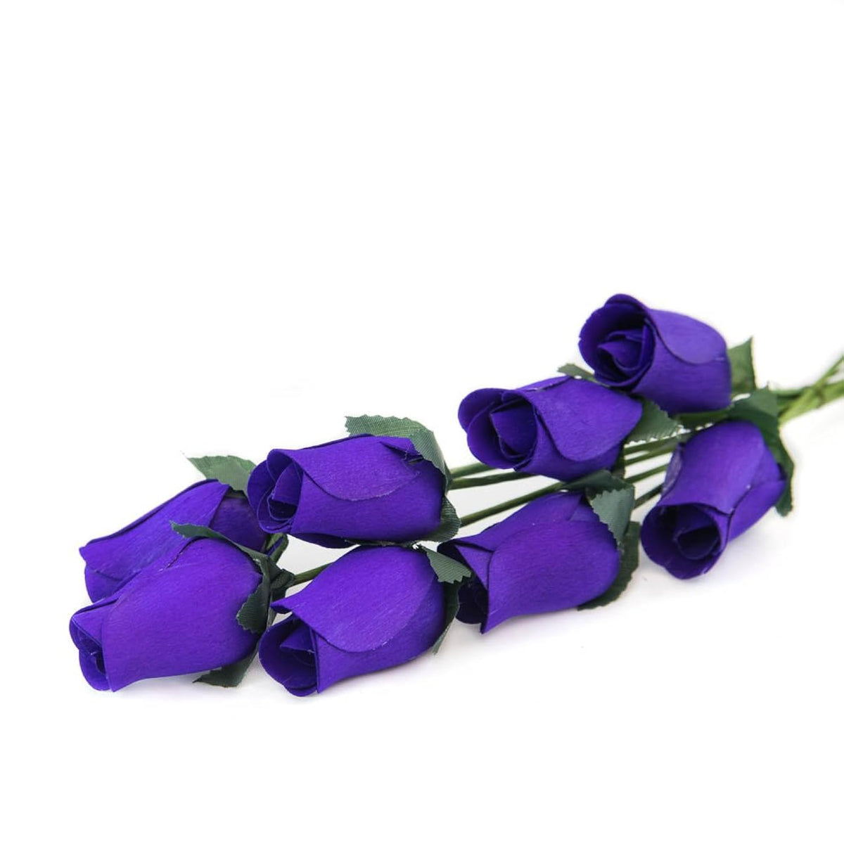 Purple Roses Bunch Of 8 Closed Bud Wooden Roses For Crafts Custom Bouquets And Other Diy Projects. Choose Form Over 60 Colors