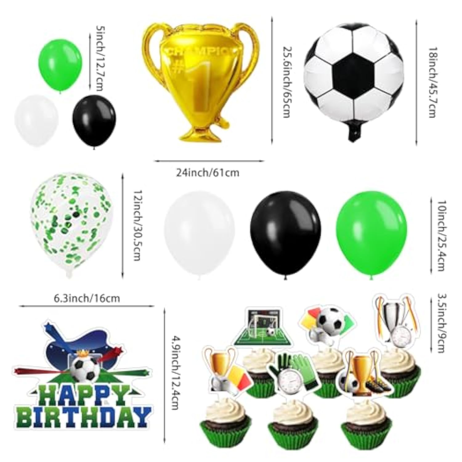 Soccer Birthday Party Decorations?Soccer Party Decorations?Soccer Decorations For Party?Include Balloon Arch,Backdrop, Cake Toppers?Tableware, Tablecloth