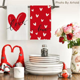 Red Hearts Love You Valentine'S Kitchen Towels Dish Towels, 18X26 Inch Anniversary Wedding Decoration Hand Towels Set Of 4