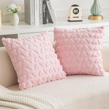 Set Of 2 Heart Love Cute Pink Decorative Valentines Throw Pillow Covers 18X18, Soft Plush Faux Fur Pillow Covers For Couch Sofa Home Valentines Day Decoration