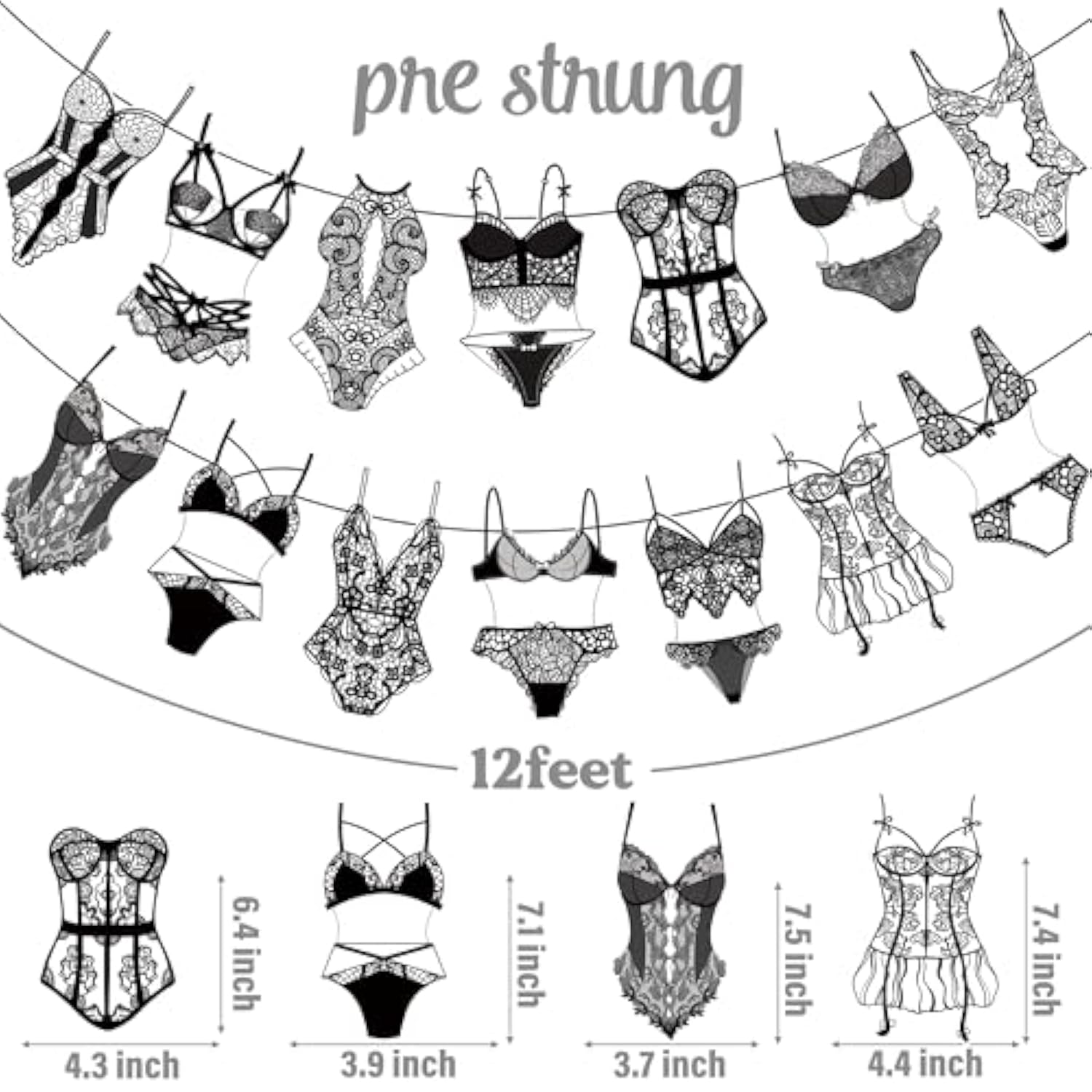 Lingerie Party Banners Lingerie Shower Decorations 2Pcs Bras And Panties Cutout Banners Black Lingerie Party Decor For Underwear Girls Bachelorette Bridal Shower Party Supplies