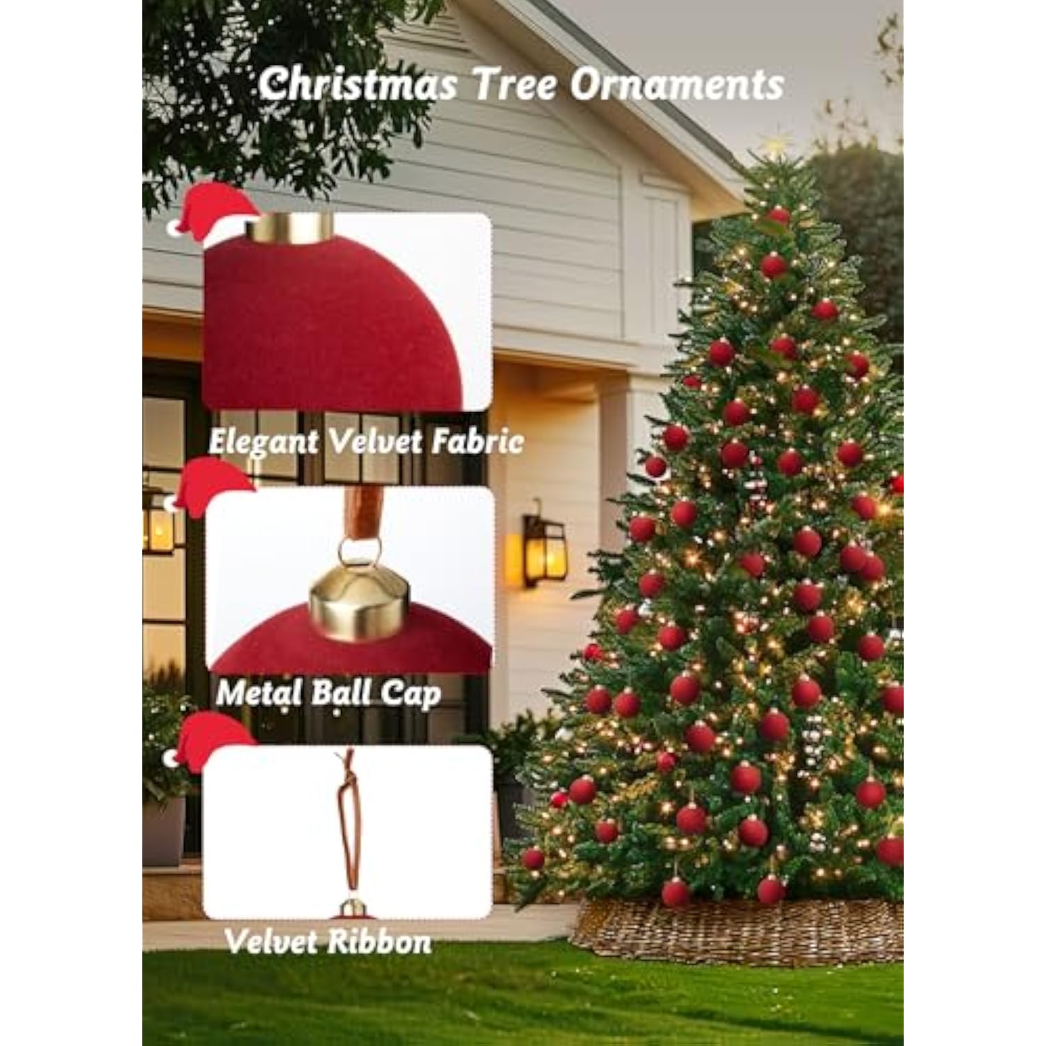 15 Pcs Red Velvet Christmas Balls, 3.15 Inch Velvet Ornaments For Christmas Tree, Christma Tree Flocked Ornaments Balls For Family Holiday Wedding Party Xmas Hanging Decoration