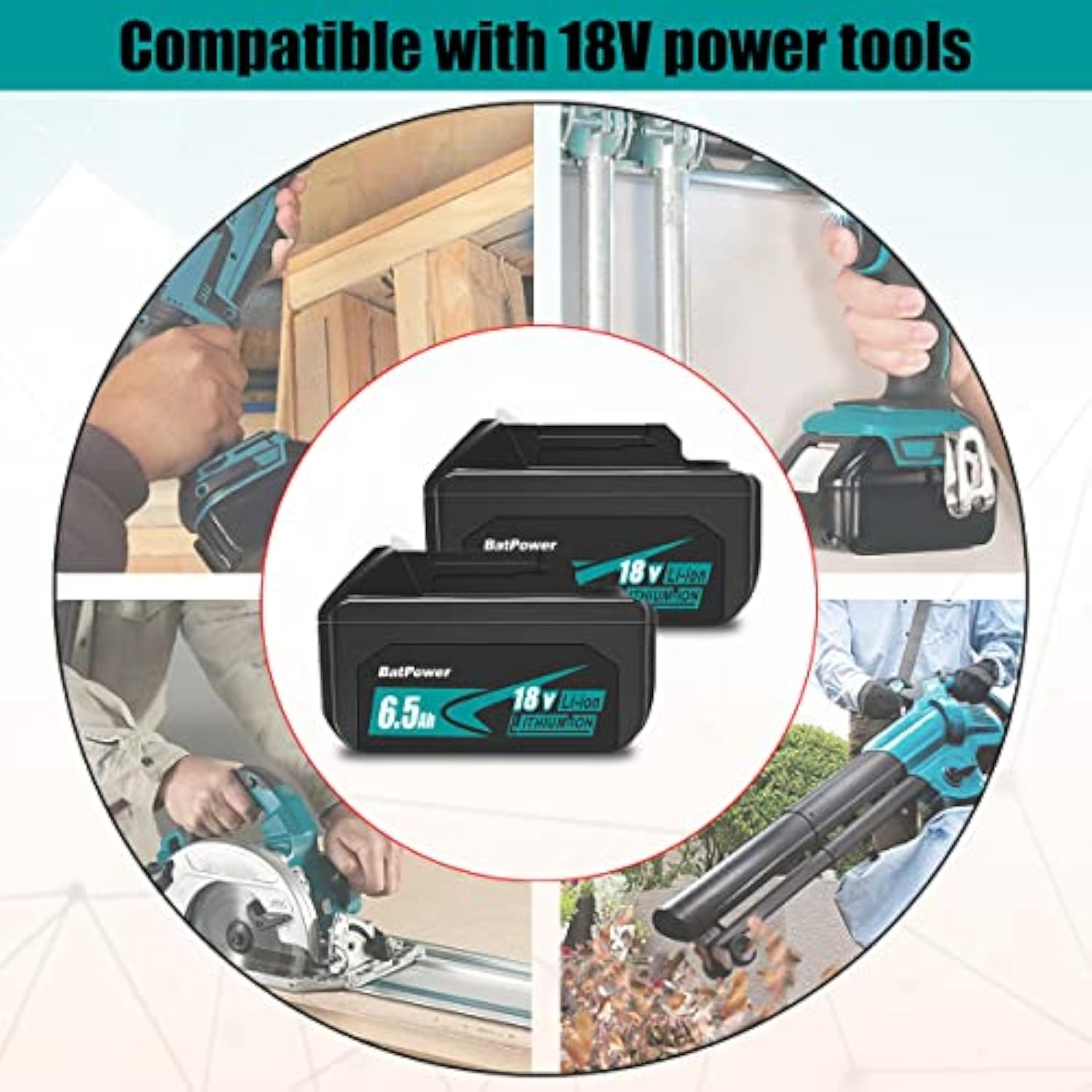 2 Pack Bl1860B 6.5Ah 18 Volt Lithium Ion Battery For Makita 18V Battery 6.0Ah 5.0Ah 4.0Ah 3.0Ah 2.0Ah Bl1850B Bl1840B Bl1830B Bl1820B Compatible With Makita 18V Lxt Battery