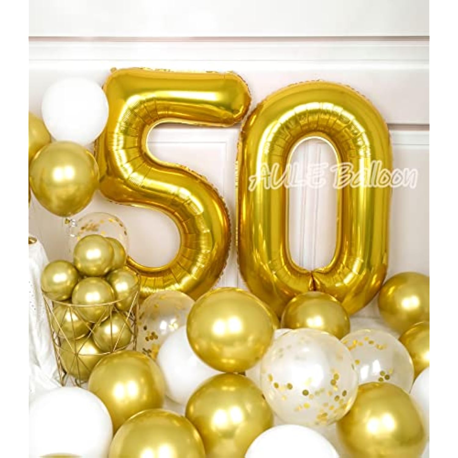 40 Inch Jumbo Gold Foil Mylar Number Balloons For Men Women 50Th Birth