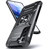 Galaxy S21 Phone Case with Stand, Military Grade Impact Resistant, 360° Rotatable Metal Ring Kickstand, Shockproof Protective Cover for Samsung Galaxy S21, Black