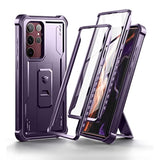 Full Body Case For Galaxy S22 Ultra 5G/6.8 Inches, [Extra Front Frame] Heavy Duty Military Grade Protection Built-In Screen Protector And Kickstand For Samsung S22 Ultra 5G,Phantom Purple