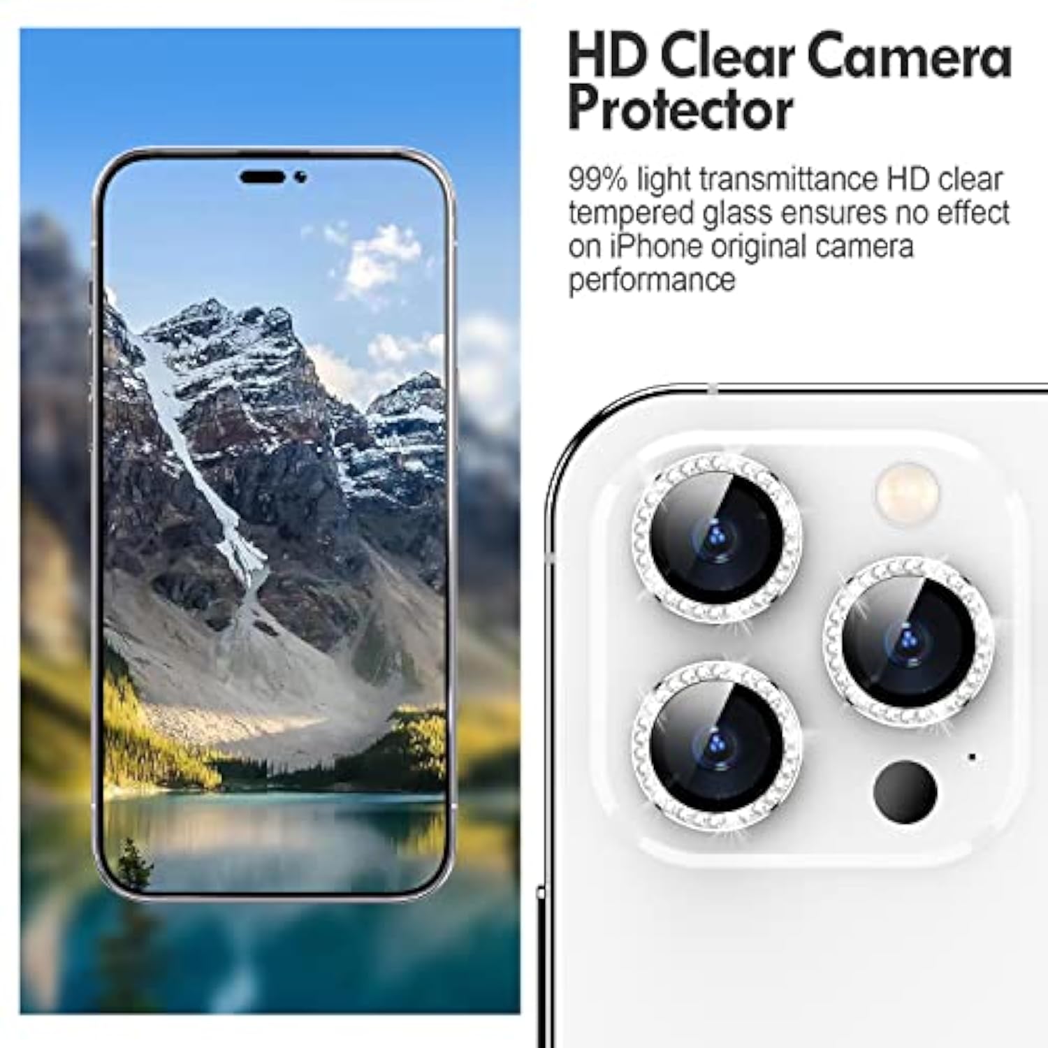 iPhone 14 Pro Max Camera Lens Protector Metal 9H Scratchproof Silver