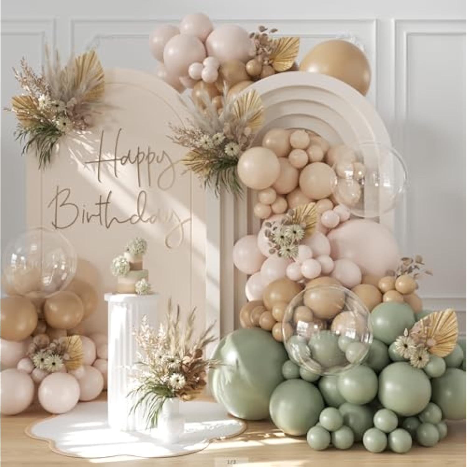 Sage Green Balloon Arch Kit 126pcs Neutral Balloons for Baby Shower, Wedding & Parties
