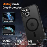 For Iphone 14 Case & Iphone 13 Case, Magnetic Phone Cover With 1 Screen Protector, Compatible With Magsafe, Military Grade Protection, Translucent Matte Frosted Back, Black