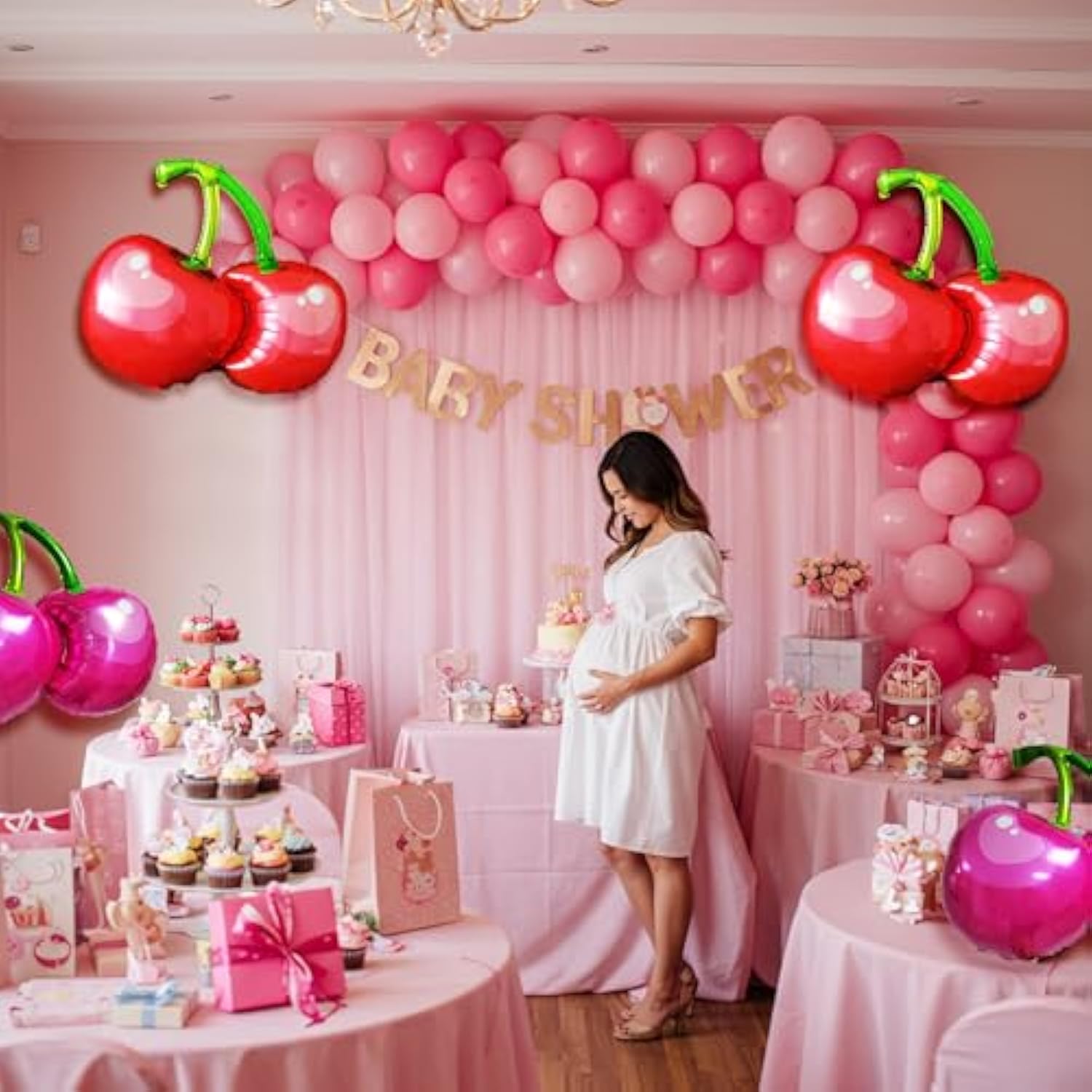 108Pcs Cherry Balloon Garland Arch Kit – Red Pink White Cherry Balloons With Giant Foil Fruit, Cherry Party Decorations For Birthday, Baby Shower, Bridal Shower, Summer Party, Valentine’S Day